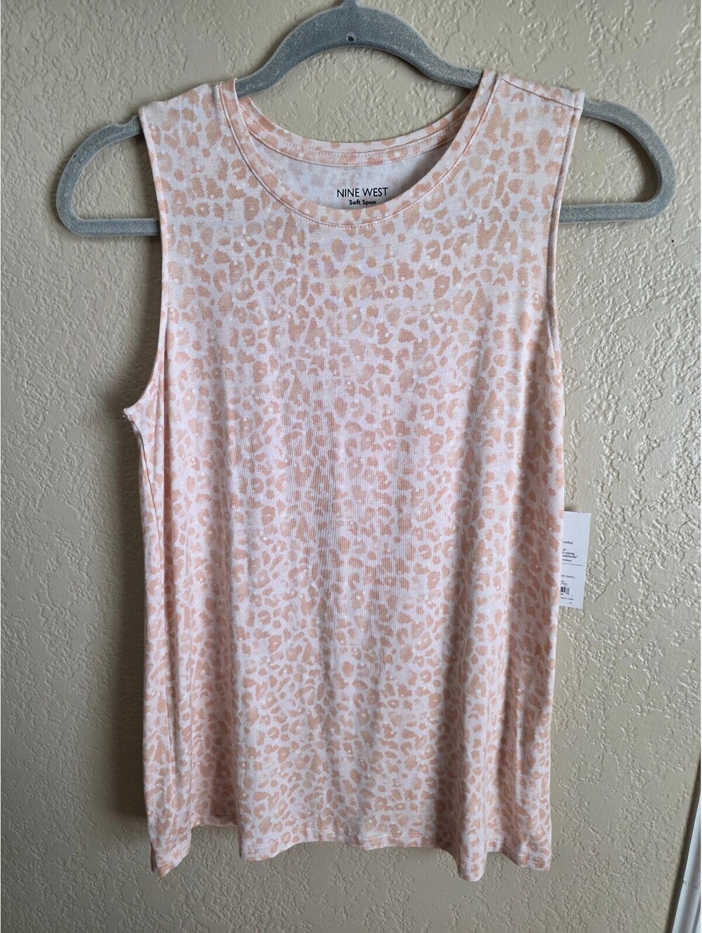 Nine West Soft-Spun Peach Animal Print Tank Top Size Small